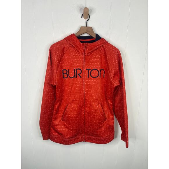 Burton Jackets & Blazers - Burton Dry Ride Dot Print Zip Up Hoodie Jacket XL Orange White Gorpcore